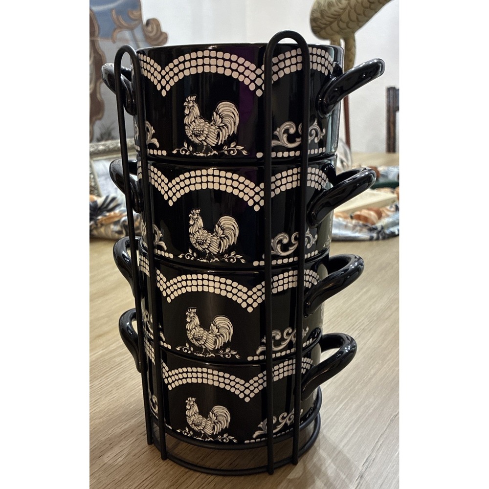 Temp-tations Stack-a-Bowls w Wire Rack, Soup Bowl, 22 oz Doodle Doo Roosters